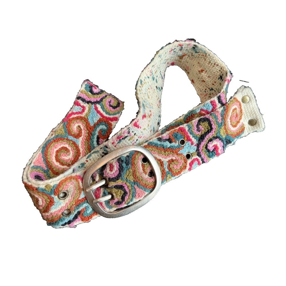 Jenny Krauss | 100% Wool Hand-Embroidered Multicolor Belt Made in Peru Size M
